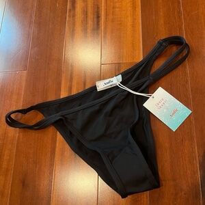 New NWT Andie x Demi Moore Cannes Bikini Bottom Black String Strap AB401 Size XL
